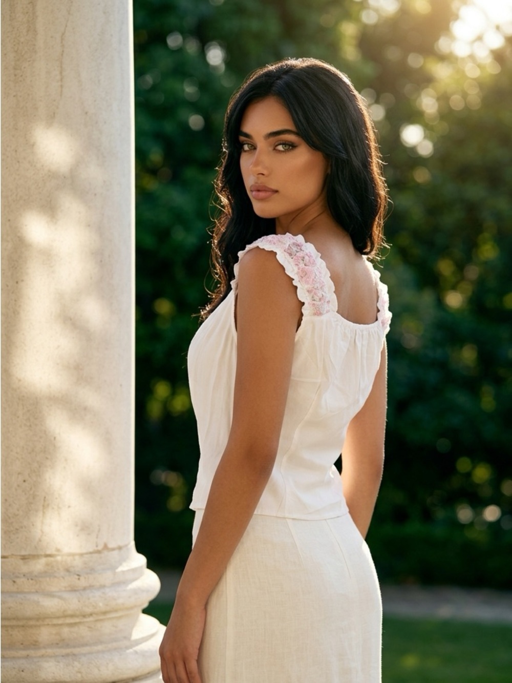 Rosie Posie White Embroidered Crop Button-Front Top women’s size large nwt - Picture 2 of 7